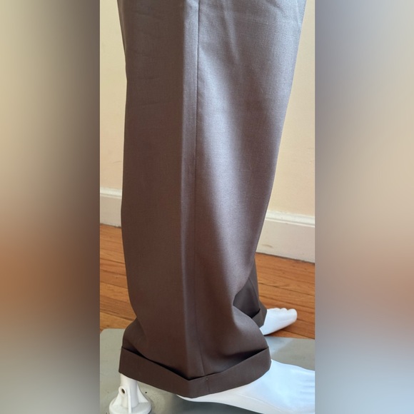 Chaps 1978  Brown Straight Cuffed Dress Pants Deep Pockets SZ 38 X 32 100% Wool - Picture 4 of 16